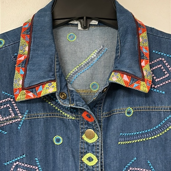 Vintage 80s 90s Norm Thompson Funky Embroidered Denim Jacket 1X, EUC! - Picture 4 of 13